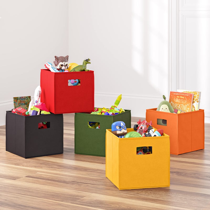 RiverRidge Folding Storage Bins with Handles Olive Cube Storage Organizer for Closet, Bedroom & Playroom - Closet Organizers and Storage Set of 2 - Image 5